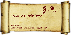 Zabolai Márta névjegykártya